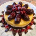 Vanilla Cheesecake with Chocolate-Dipped Blackberries