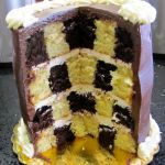Chocolate and Vanilla Checkerboard Cake