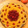 Vanilla Cheesecake with Candied Oranges & Cranberries